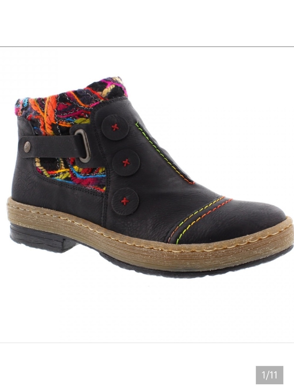 Rieker POLARDIS‎ Black Womens Ankle Boots Black Colorful Size EU 38 7